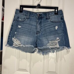 Casual Blue Distressed Jean Shorts